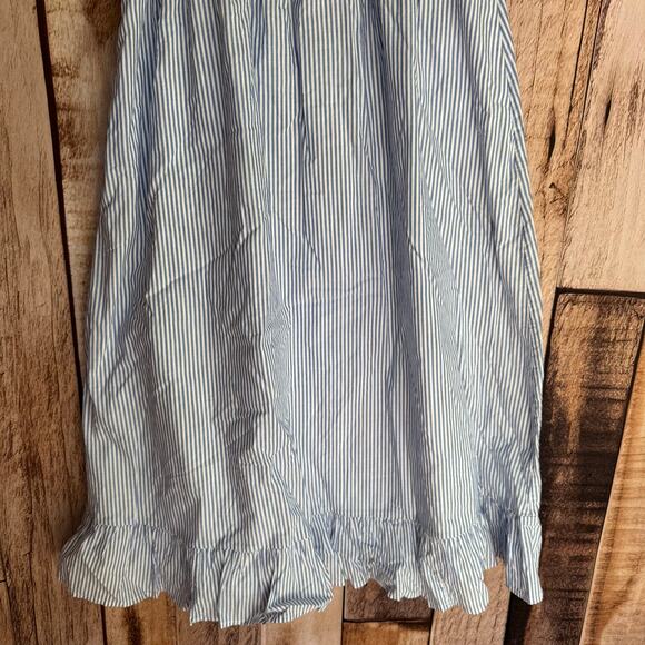 J. Crew Dress Striped Puff Sleeved Midi Blue White Summer Smocked NWT Large - Picture 4 of 8